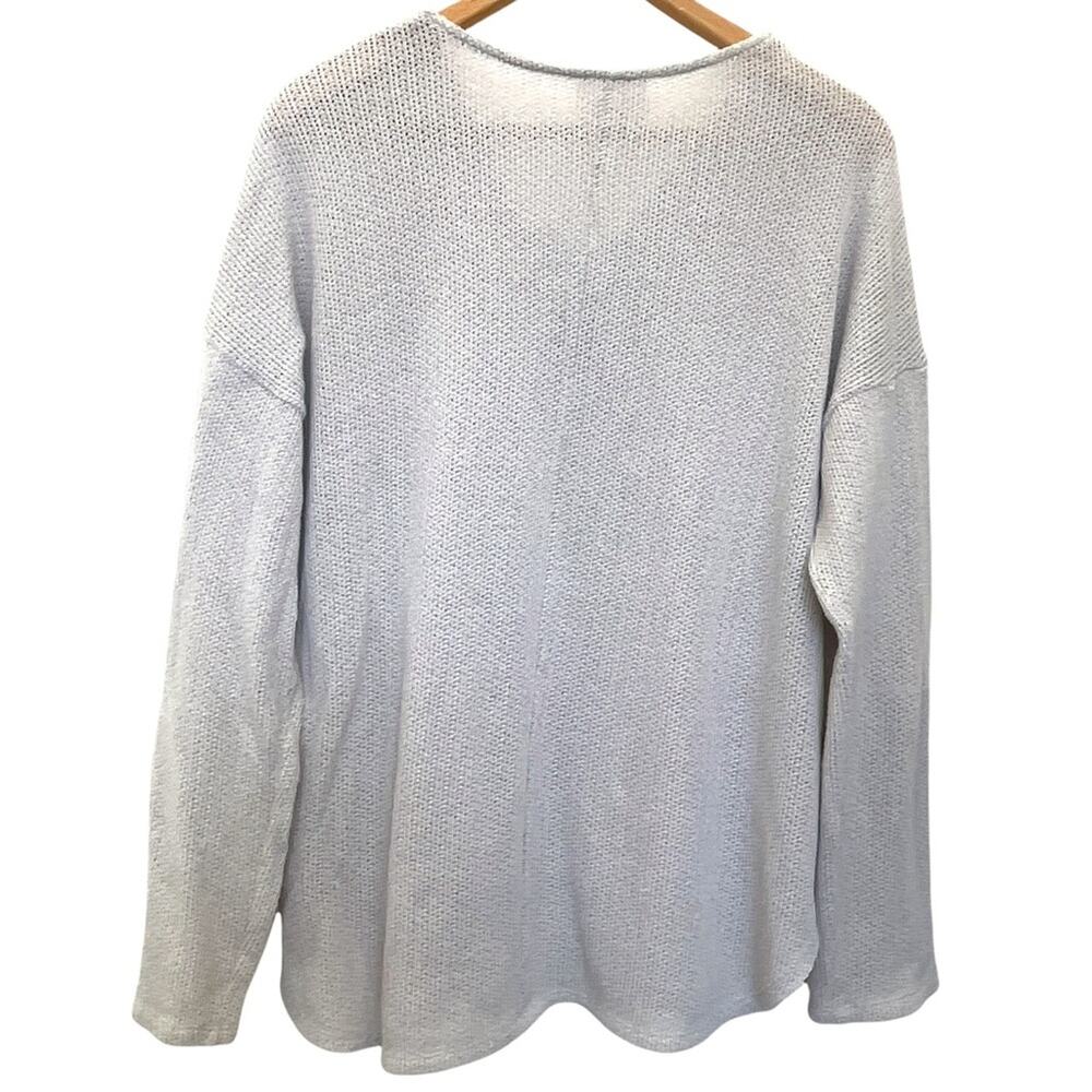 Sadie & Love Sweater Sz XL Women's Lace-up V Neck Long Sleeve Open Knit Gray - Picture 3 of 8
